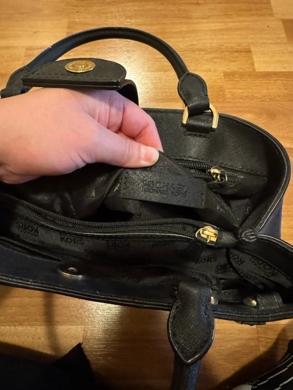 Michael Kors Black Saffiano Satchel with Gold Hardware - Picture 2 of 3